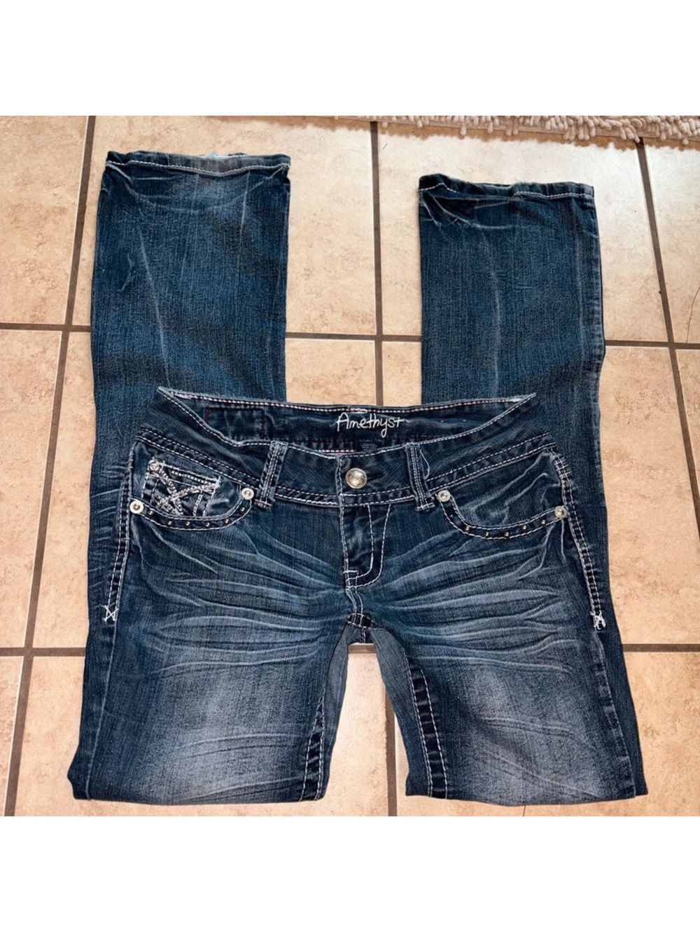 Low Rise Flared Dark Wash Amethyst Jeans